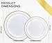 MCIRCO 140 Piece Plastic Party Plates White Gold Rim, Premium Disposable Heavy Duty Plates for Wedding, Include 70PCS 10.25 Inch Dinner Plates and 70PCS 7.5 Inch Dessert Appetizer Plates