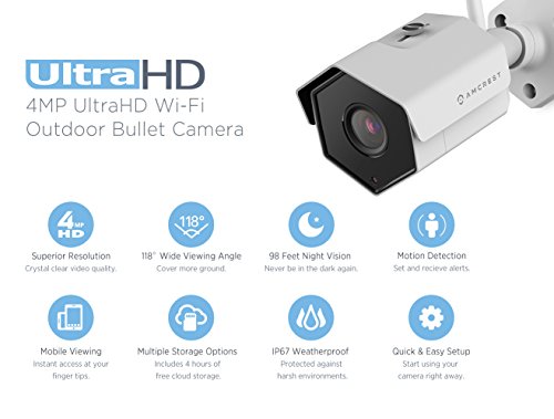 Amcrest 8CH 4MP Security Camera System w/ 4K NVR, (4) x 4