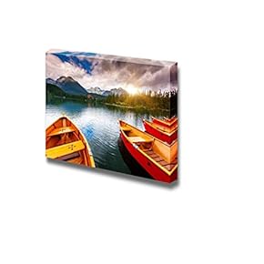 Mountain Lake in National Park High Tatra Dramatic Overcrast Sky Strbske Pleso Slovakia Europe Beauty World - Canvas Art Wall Art - 12" x 18"