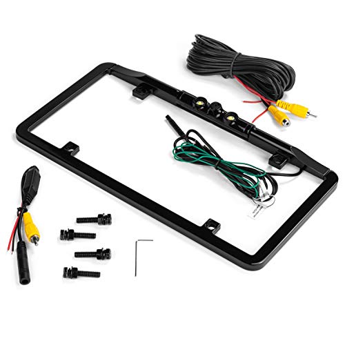 BOYO VTL375LTJ - Ultra Slim Full-Frame License Plate Backup Camera with Active Parking Lines and LED Lights (Black) - Thumbnail 4