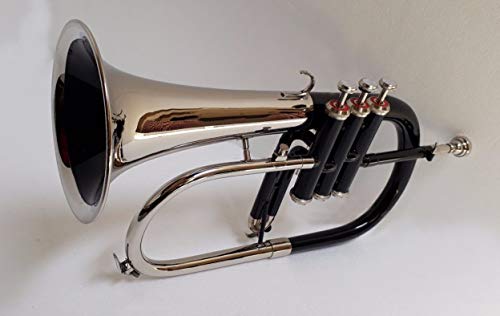 SHREYAS TF45 Bb Flat NICKLE BLACK Flugel Horn With Free Hard Case+Mouthpiece
