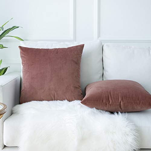 JUSPURBET Velvet Throw Pillow Covers for Sofa Couch Bed,Pack of 2 Throw Pillow Cases,Decorative Soft Pillowcases,18x18 Inches,Jam - Thumbnail 2