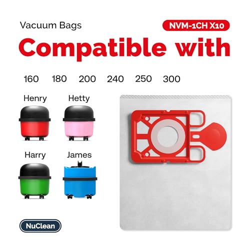NuClean - Compatible Henry Hoover Bags - Pack of 10 Large Vaccum Bags