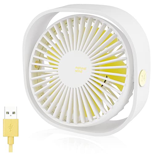 BSVI Desk Fan Portable Personal Desktop Mini Cooling Micro with Cable USB Powered 3 Speeds Quiet Small Table Fan for Home Office Study reading Bedroom Indoor Car Outdoor Travel (White)