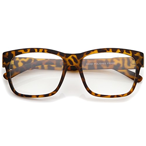 zeroUV - Casual Bold Square Clear Lens Horn Rimmed Eyeglasses 53mm (Matte Tortoise / Clear)