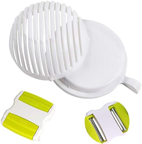 Large Salad Cutter Bowl 60 Second Easy Speed Salad Maker Cutter Kitchen Gadgets Finely Fruit Vegetable Chopper Handheld Food Onion Potato Slicer Peeler Serving Bowl White