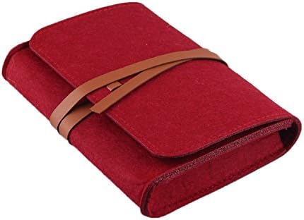 AC Parts Felt Storage Case Bag Pouch Sleeve Universal Small Gadget Travel Cable Electronics Accessories Organizer for MacBook Laptop Mouse Power Adapter Computer Cellphone SD Cards Earphones (Red)