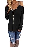 NuoReel Womens Cold Open Shoulder Loose Knitted Sweater Top Blouse