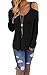 Nuoreel Womens Cold Open Shoulder Loose Knitted Sweater Top Blouse
