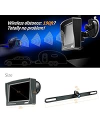 Sistema de cámara de respaldo inalámbrico, cámara de visión trasera inalámbrica y de visión nocturna con placa de matrícula inalámbrica + pantalla inalámbrica de 4.3 '' para RV, automóviles, camionetas, furgonetas