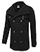 Tom's Ware Mens Stylish Fashion Classic Wool Double Breasted Pea Coat TWCC06-08-BLACK-US XXL
