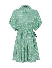 Fashiomo - Mini vestido de mujer de manga corta, con botones