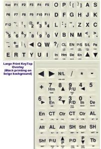 DataCal Large Print Keyboard Non-Transparent Opaque Stickers for Desktop and Laptop. Black Large Print Letters Labels on White/Off White/Ivory/Beige Lexan Plastic and 3M Adhesive