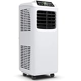 COSTWAY 10000 BTU Portable Air Conditioner with Remote Control, Energy Efficient for Rooms Up to 400 Sq. Ft, Cooling, Dehumidifying, Fanning, Sleeping Mode, Time Settings, Water Full Indication