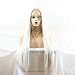 ELESTY Lucyhairwig Silky Straight White Color Synthetic Lace Front Wigs For Women Realistic Looking Synthetic Hair Long Wig Half Hand Tied Heat Resistant Fiber Hair Cosplay Wigs 24 inches