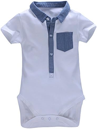 Mobycare Baby Boys Polo Shirt Short Sleeve Bodysuit Formal Onesie (White, 6months)