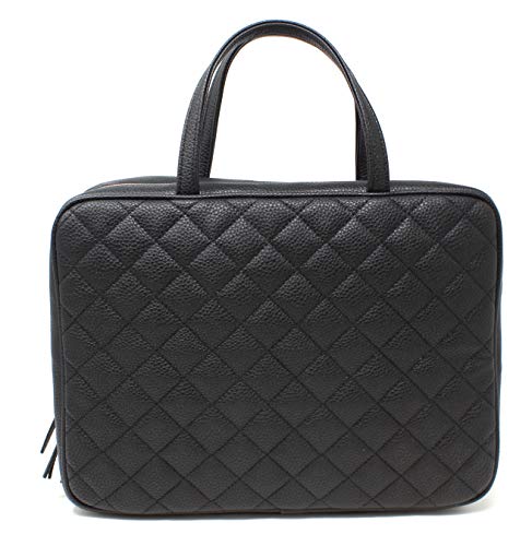 Leather Toiletry Travel Bag for Women - Large Cosmetic Size with 4 Pockets - Rose Gold Hardware and Satin Interior - Black 2 Leather Toiletry Travel Bag for Women - Large Cosmetic Size with 4 Pockets - Rose Gold Hardware and Satin Interior - Black