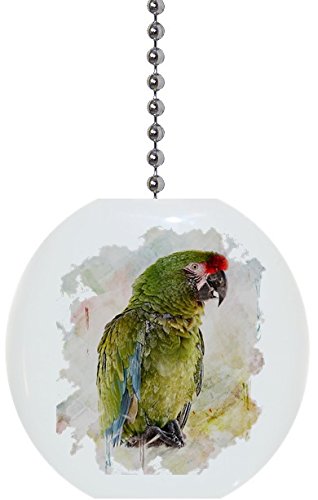Green Parrot Watercolor Solid Ceramic Fan Pull