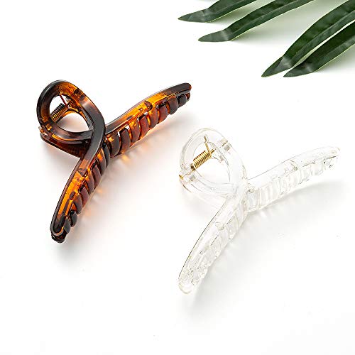 Kitiin Clear Hair Claw Clips and Tortoise Brown Hair Clip Claws for Women Thin Hair Fine Hair