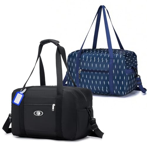 SPAHER 2Pcs Cabin Bag 40x20x25 Ryanair Foldable Travel Duffle Carry-on Hand Luggage Small Under-seat Lightweight Holdall Suitcase Handbag