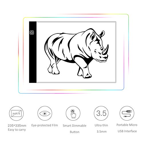 Tracing Light Box, Veidoo A4 Ultra Thin Portable LED Dimmable Tracer Light Pad/Box/Board for Artists, Drawing, Painting, Animation, X-ray Viewing