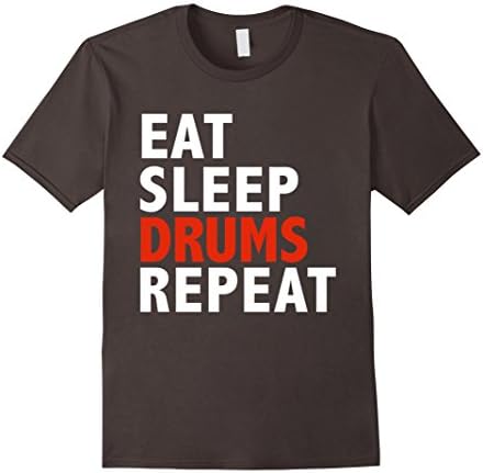 Men's Eat Sleep Drums Repeat T-shirt Drummer Musician Music Band 2XL Asphalt