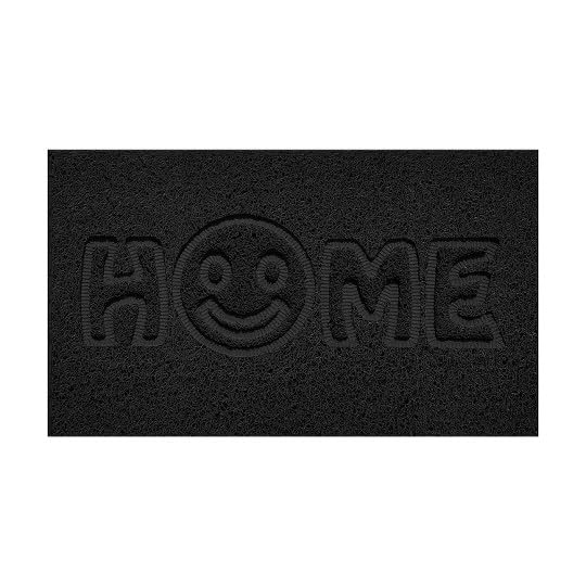 Nicoman Embossed Spaghetti Door Mat Dirt-Trapper Jet-Washable Doormat 70x43cm (Black, HOME SMILEY FACE Shape) - Use Indoor or Sheltered Outdoor