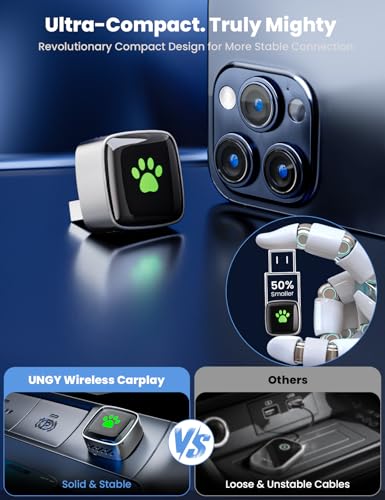 2026 Wireless Carplay Adapter UK,Carplay Wireless Adapter Effortlessly Convert Wired to Wireless CarPlay,USB/Usb C Compatible with iPhone iOS 10+ & Android Auto,Mini&Stable Car Play Wireless Adapter