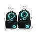 Transer Women Girls Boys Light Preppy Teenagers Noctilucent Cartoon Oxford School Bags School Backpacks (M, Black)