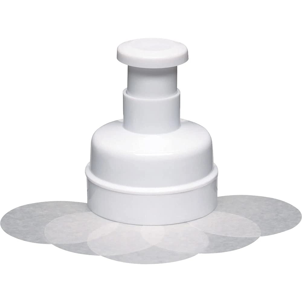 KitchenCraft Quarter Pounder Burger Press with 1 Wax Discs in Gift Box, Plastic, White, 11.5 x 11.5 x 13.5 cm