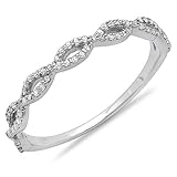 Dazzlingrock Collection 0.20 Carat (ctw) 10K Gold Round Diamond Ladies Swirl Anniversary Wedding Band Stackable Ring 1/5 CT