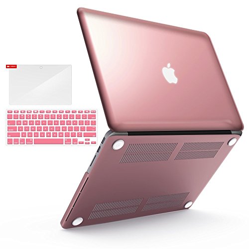 iBenzer Basic Soft-Touch Series Plastic Hard Case Cover for Apple MacBook Pro 15.4-inch 15.4'' with Retina Display A1398 (Previous Generation), Rose Gold