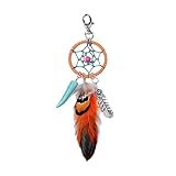 Dremisland keychain keyring natural feather dreamcatcher keyring vintage silver boho ornament turquoise keychain