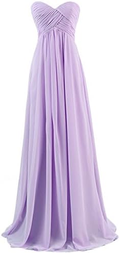 Cdress Chiffon Sweetheart Long Bridesmaid Dresses Plus Size Prom Party Formal Gowns Lilac US 6