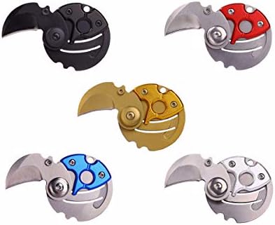 Afiken Mini Portable Creative Coin Folding Knife Keychain Chain, Outdoor Survival Tools, Defensive Hunting Pocket Knife(Blue&Red&Black&Silver&Gold)