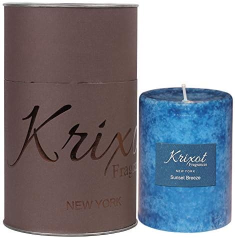 KRIXOT Scented Pillar Candles Set of 2 for Home Decor | Sunset Breeze in Mottled Finish Size 3" X 4" | Premium Fragrance Oil | Finest Wax Blend | 100% Cotton Wicks