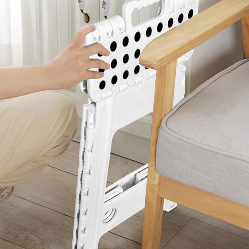 CENXI Folding Step Stool, Heavy Duty Plastic Foldable Step Stool Lightweight Foot Stool with Portable Handle, Compact Plastic Foldable Step Stool for Bathroom,Bedroom, Kitchen