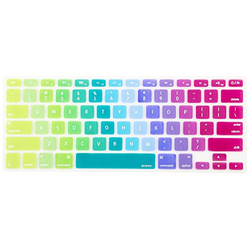 Mosiso Keyboard Cover with Pattern for MacBook Pro 13 Inch, 15 Inch (with or without Retina Display, 2015 or Older Version) MacBook Air 13 Inch, Rainbow II