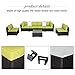 Peach Tree 7 PCs Outdoor Patio PE Rattan Wicker Sofa Sectional Furniture Set with Green Cushion, 2 Pillows and Tea Table