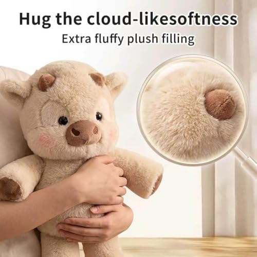 JINDANCL Plush Cow Running 45 cm, Khaki Plush Cow, Cow What Plush, Running Calf That Soft Toy
