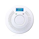 Combination Smoke Alarm and Carbon Monoxide Detector Alarm Battery Operated Digital Display for Home Bedroom Kitchen 1 Pack