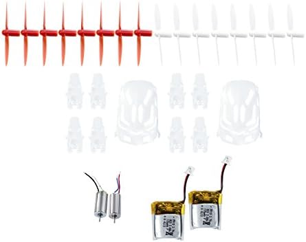 Tekstra Brands Hubsan Crash Pack for Q4 Nano H111 Quadcopter, Includes 2x Body Shells, 4x Sets of Propellers, 2x Motors, 2x Flight Batteries, White/Red