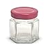 1.5 oz Hexagon Mini Glass Jars with Red Lids and Labels (Pack of 24)