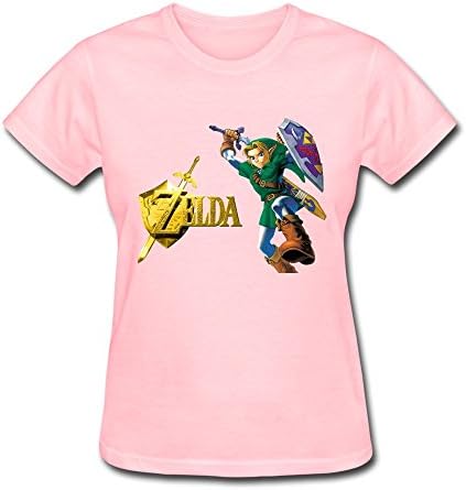JUJ The Legend Of Zelda Women's Crew Neck Tee Shirts Pink X-Large