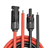 Kohree 10 AWG 10 Feet Solar Panel Extension Cable Adapter Wire Kits with Female and Male Connector Weatherproof (10FT Black + 10FT Red)