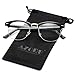 Fake Nerd Glasses Semi-Rimless Frame Horn Rimmed Clear Lens Eyewear (Black/Gold, 51)