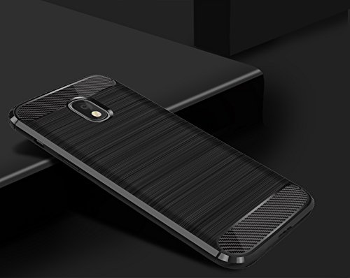 Samsung Galaxy J3 2018 Case,Galaxy J3 Eclipse 2/J3 Orbit/J3 Achieve/J3 Express Prime/J3 Prime 2 Case,YYQUEEN Carbon Fiber TPU Rugged Armor Protective Cover for Samsung Galaxy J3 2018 (Black)