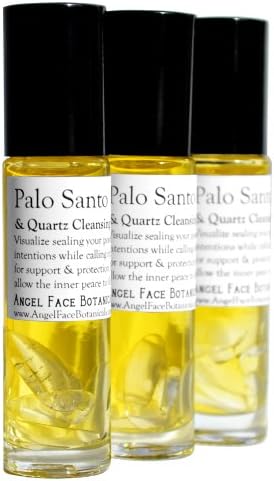Palo Santo & Quartz Crystal Spiritual Ritual Clearing Oil - Organic and Vegan Roll-on Aromatherapy Potion with Pure and Natural Essential Oils and Infused with Reiki