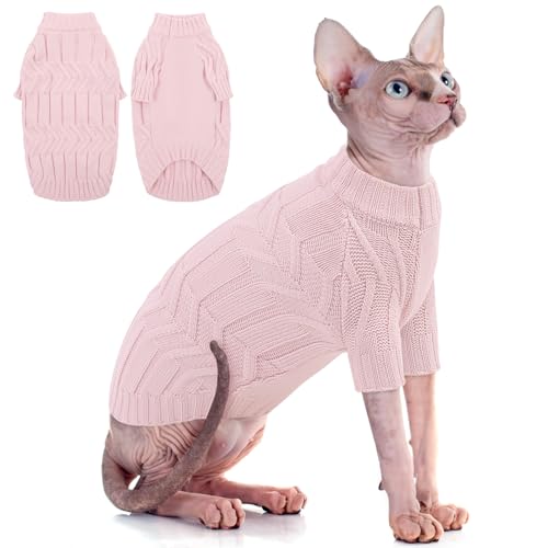 41QRc6nm7aL Citétoile Katzenpullover, Strickpullover Für Haarlose Katzen, Wärme Winter Hundepullover Mit Ärmeln, Klassisches Katzenpulli Für Katzen Kleine Hunde Innen &Amp; Außen, Rosa, Xl