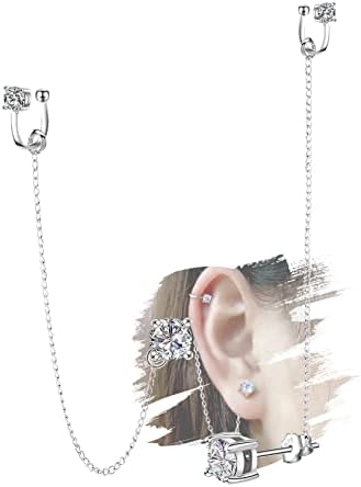 ELEDUCTMON Sterling Silver Cubic Zirconia Earrings Crystal Ear